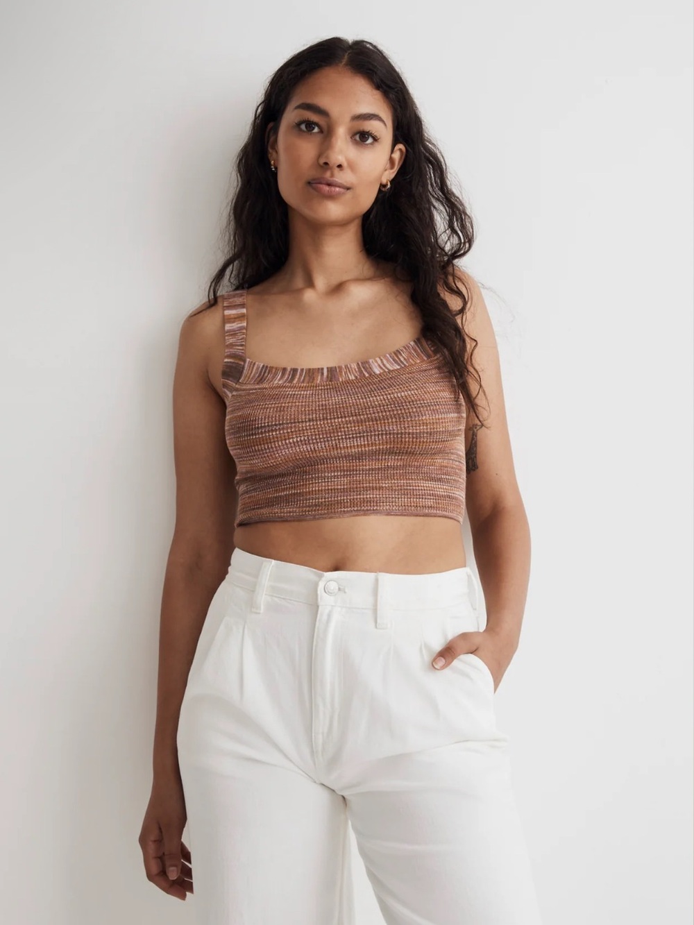 madewell Space-Dyed Tie-Back Crop Sweater Tank medium